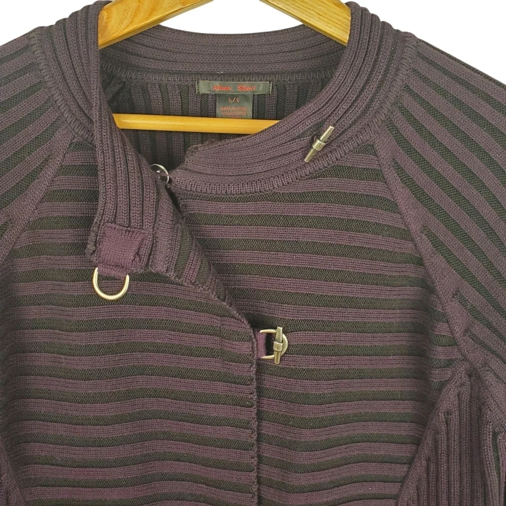 Alison Sheri Ribbed Knit Cardigan Jacket - Metal Clasps - LARGE. #248